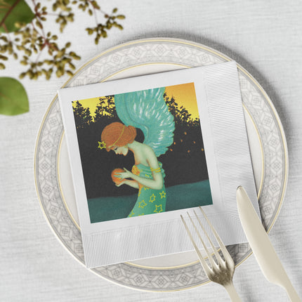 Twilight Angel White Coined Napkins