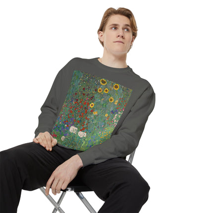 Farm Garden with Sunflowers by Gustav Klimt Unisex Garment-Dyed Sweatshirt