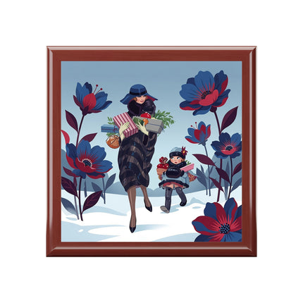 🎁🌺 The Christmas Gift Garden Stroll Jewelry Box – Art Deco Holiday Fantasy