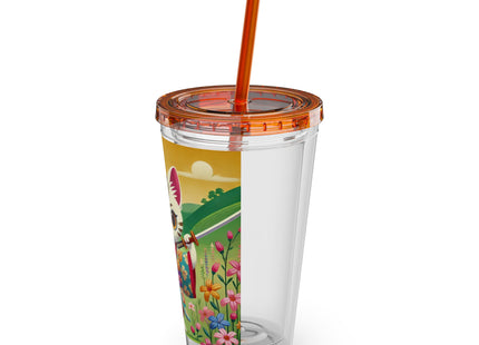 Samurai Kitten Sunsplash Tumbler with Straw, 16oz