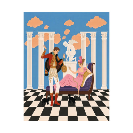 🎭🐈 The Masquerade Of The Black Cats Matte Vertical Poster – Art Deco Neoclassical Whimsy
