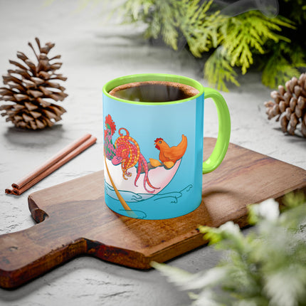 A Rooster's Seafaring Adventure Colorful Mugs, 11oz