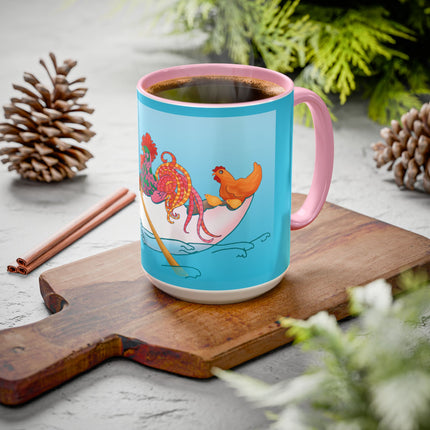 A Rooster's Seafaring Adventure Colorful Mugs, 11oz