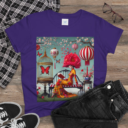 Reading In A Painted Garden Cotton Tee