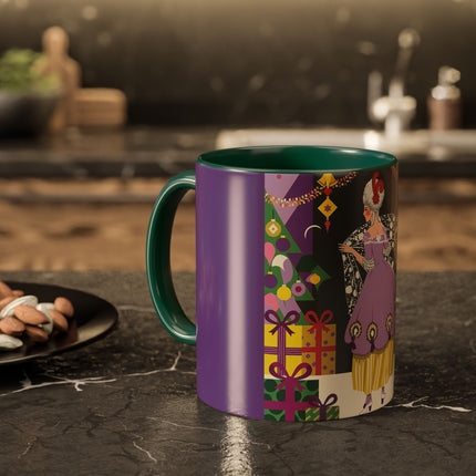 🎁✨ The Lavender Christmas Masquerade Colorful Mug – Art Deco Holiday Fantasy
