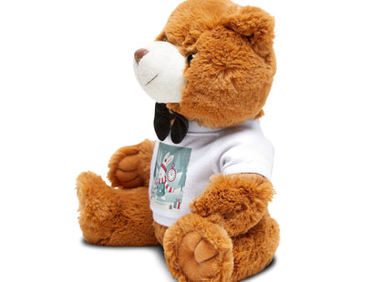 Candy Cane Timekeeper Bunny Teddy Bear with T-Shirt