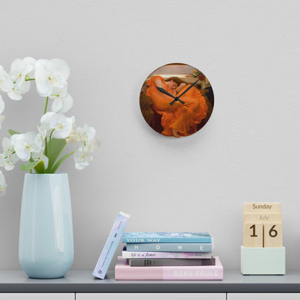 Flaming June by Frederic Leighton Acrylic Wall Clock, Round and Square