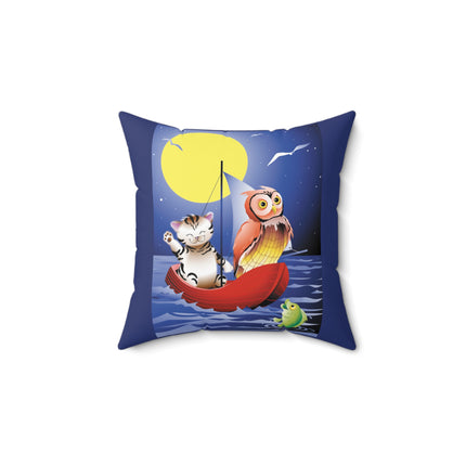 Embarking on a Moonlit Journey Spun Polyester Square Pillow