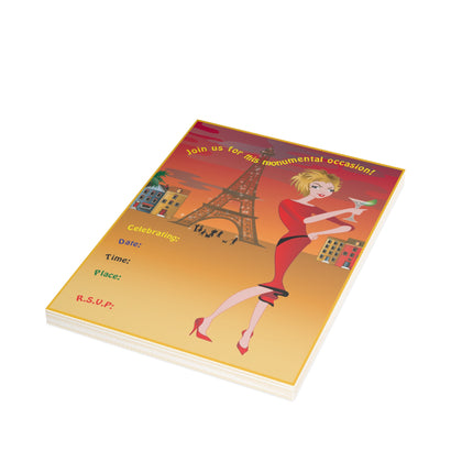 Parisian Nights Party Invitation! Bundles of 10, 30, 50 Pieces Available (envelopes included)