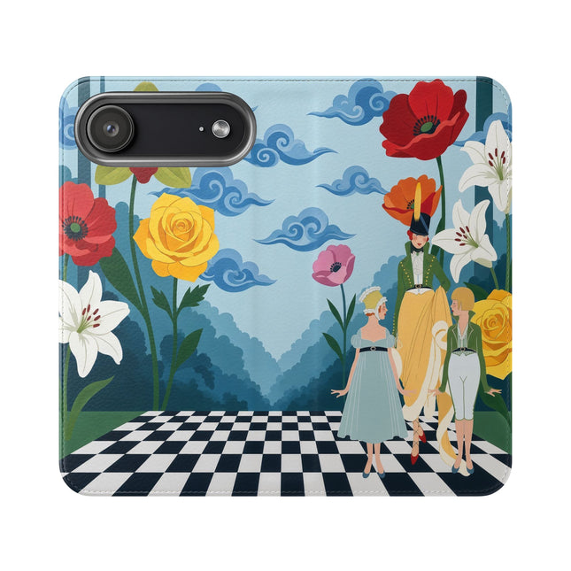 🌙🌸 The Lady And Children Of The Moonlit Garden Flip Case – Art Deco Floral Reverie