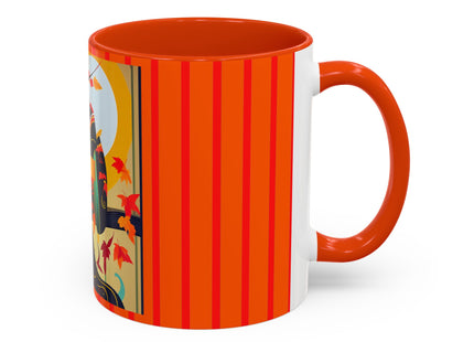 Black Cat in Kimono Colorful Mugs, 11oz