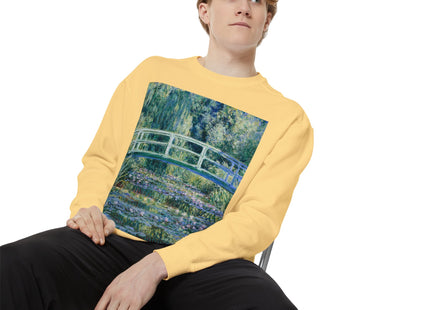 Water Lilies and Japanese Bridge by Claude Monet Unisex Garment-Dyed Sweatshirt