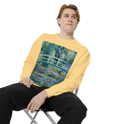 Water Lilies and Japanese Bridge by Claude Monet Unisex Garment-Dyed Sweatshirt