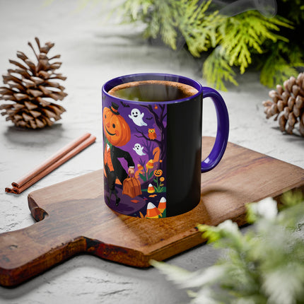 🎃🏮 The Pumpkin Gentleman's Moonlit Stroll Colorful Mug – Whimsical Halloween Charm