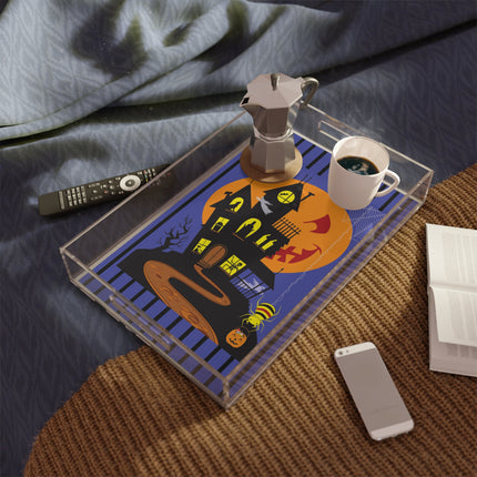 Halloween Night at the Haunted House Acrylic Serving Tray