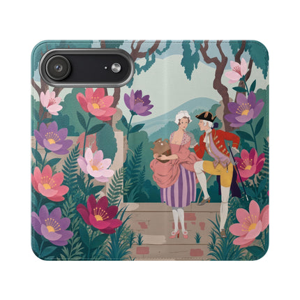 🌺🎭 The Garden Courtship Flip Case – Art Deco Floral Romance