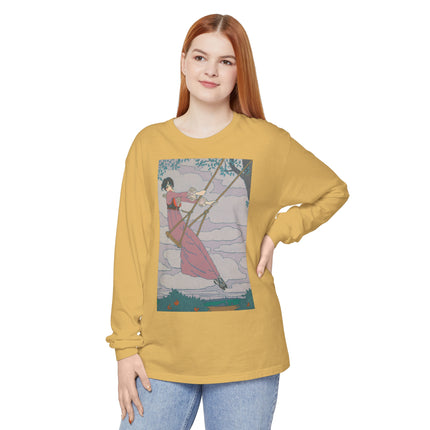 La balançoire by Georges Lepape Garment-dyed Long Sleeve T-Shirt