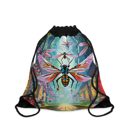Neon Swarm Drawstring Bag