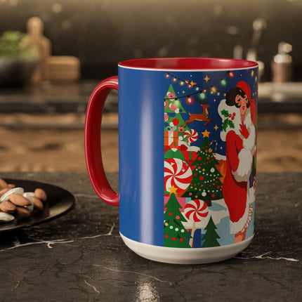 🦌🍬 The Lady Of The Peppermint Christmas Garden Colorful Mug – Colorful Art Deco Holiday Fantasy
