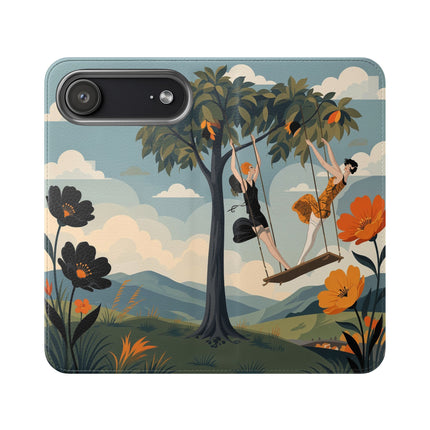 🌳🌺 The Ladies Of The Garden Swing Flip Case – Art Deco Floral Adventure