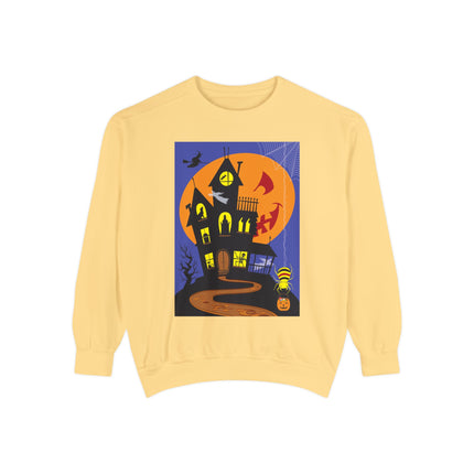 Halloween Night at the Haunted House Unisex Garment-Dyed Sweatshirt