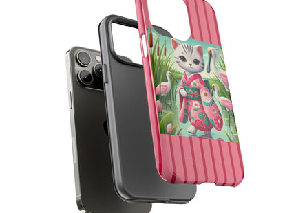 Geisha Kitten Strolls Among the Spoonbills Phone Cases