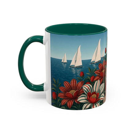 ⛵🌹 The Seaside Rose Traveler Colorful Mug – Art Deco Floral Elegance