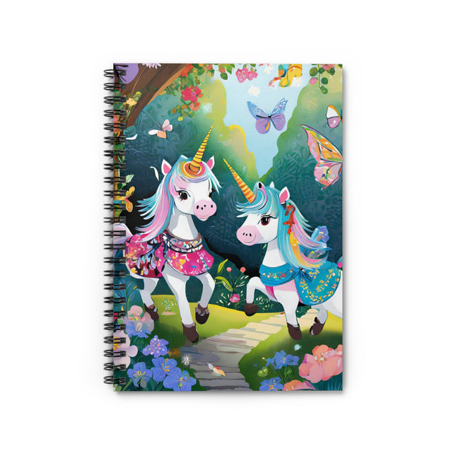 Baby Unicorns and Fluttering Butterflies Spiral Notebook - Ruled Line