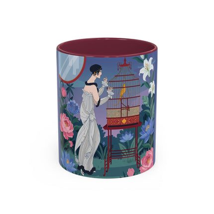 Whispers to the Golden Songbird Colorful Mugs – Art Deco Garden Elegance