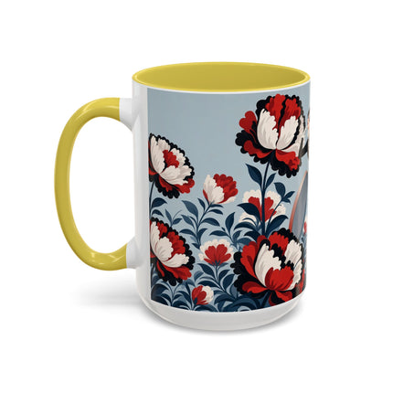 ❤️🌺 The Scarlet Blossom Dancer Colorful Mug – Art Deco Fashion Whimsy