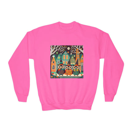 Night of the Trick-or-Treating Owlets Youth Crewneck Sweatshirt
