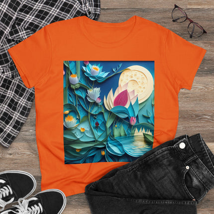 Ethereal Moonlit Lake Women's Midweight Cotton Tee