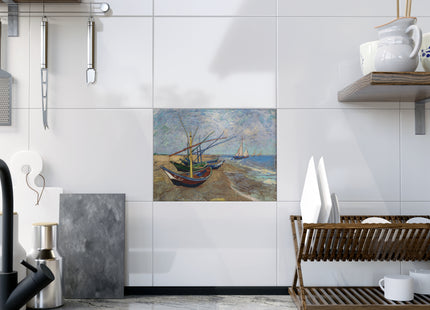 Fishing Boats on the Beach at Saintes-Maries by Vincent Van Gogh Ceramic Tile