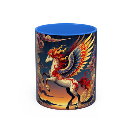 Flame-Winged Horse at Sunset Colorful Mugs (11oz, 15oz)