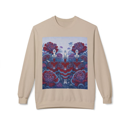 🎭🌺 The Enchanted Garden Masquerade Trio Midweight Crewneck Sweatshirt – Art Deco Floral Elegance