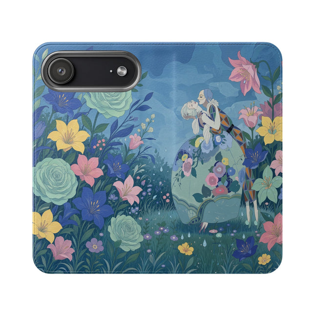 🌸💙 The Lovers In The Enchanted Garden Flip Case – Art Deco Floral Romance