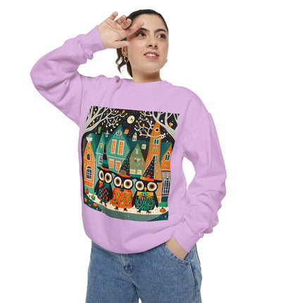 Night of the Trick-or-Treating Owlets Unisex Garment-Dyed Sweatshirt