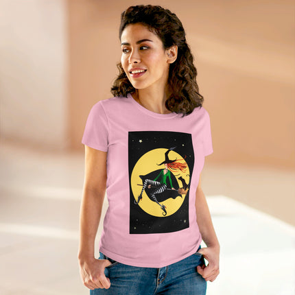 A Witch’s Moonlit Flight Women's Midweight Cotton Tee