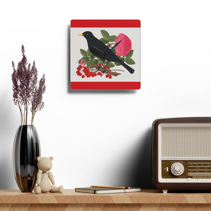 Blackbird & Rose Acrylic Wall Clock