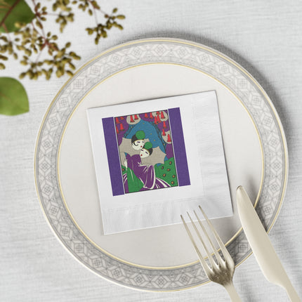 Two Pierrots White Coined Napkins