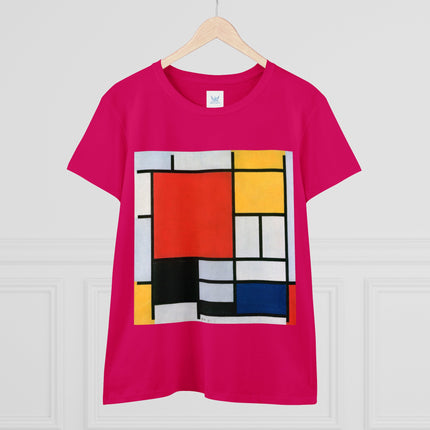 Composition with Red, Yellow, Blue, and Black by Piet Mondrian Women's Midweight Cotton Tee