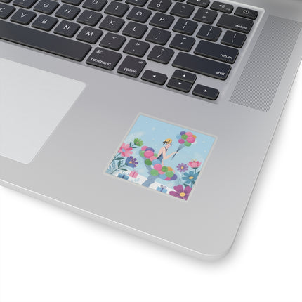 🎈❄️ The Lady Of The Winter Celebration Kiss-Cut Sticker – Art Deco Holiday Fantasy