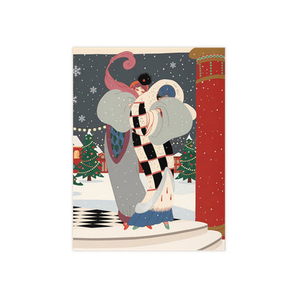 ❄️🎄 The Winter Couture Promenade Ceramic Tile – Art Deco Christmas Elegance