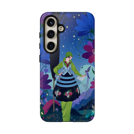 🌸🐦 The Lady Of The Midnight Bird Garden Phone Case – Art Deco Floral Fantasy