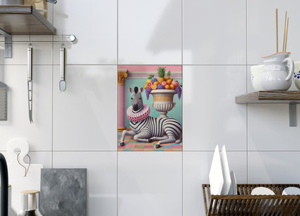 Zebra, Fruit, and Pink Columns Ceramic Tile