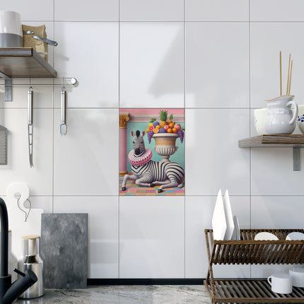 Zebra, Fruit, and Pink Columns Ceramic Tile