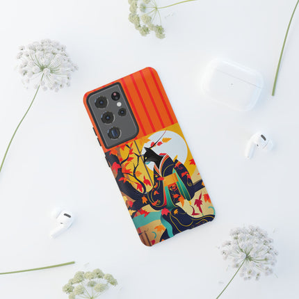 Black Cat in Kimono Phone Cases