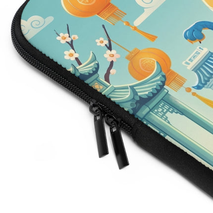Blue & Gold Dragon Festival Parade Laptop Sleeve – Joyful Celebration & Cultural Magic