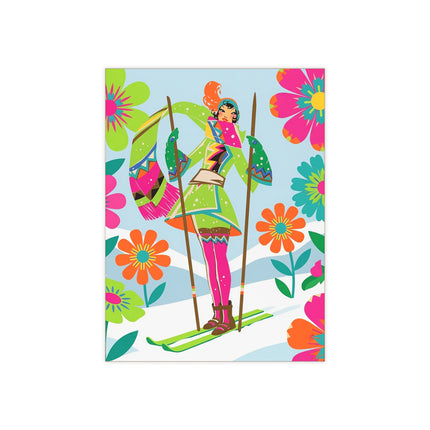 🎿🌸 The Winter Flower Adventurer Ceramic Tile – Colorful Alpine Fantasy