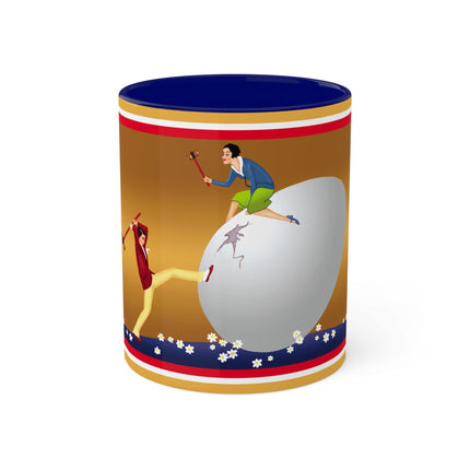 Crack-Up Comedy: The Great Egg Duel Colorful Mugs, 11oz
